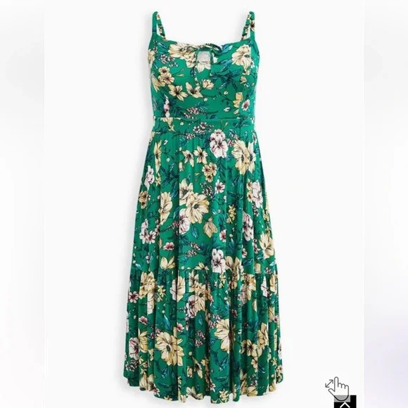 torrid | Dresses | Torrid Green Floral Midi Super Soft Tiered Dress |  Poshmark